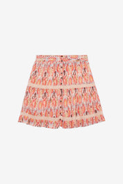 FALDA CORTA BOTONES ESTAMPADA - CORAL