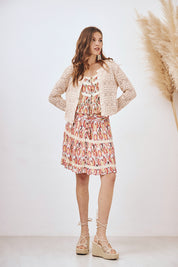 FALDA CORTA BOTONES ESTAMPADA - CORAL