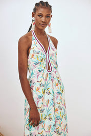 VESTIDO HALTER ESTAMPADO - TURQUESA
