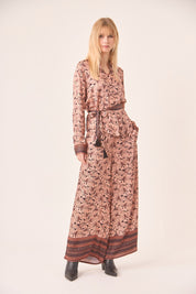 BLUSA CAMISERA FLORAL ANUDADO - PEACH