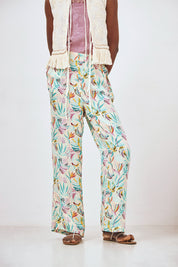 PANTALÓN RECTO ESTAMPADO - TURQUESA