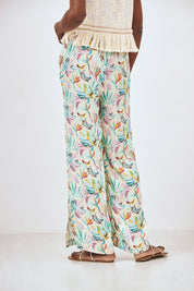 PANTALÓN RECTO ESTAMPADO - TURQUESA