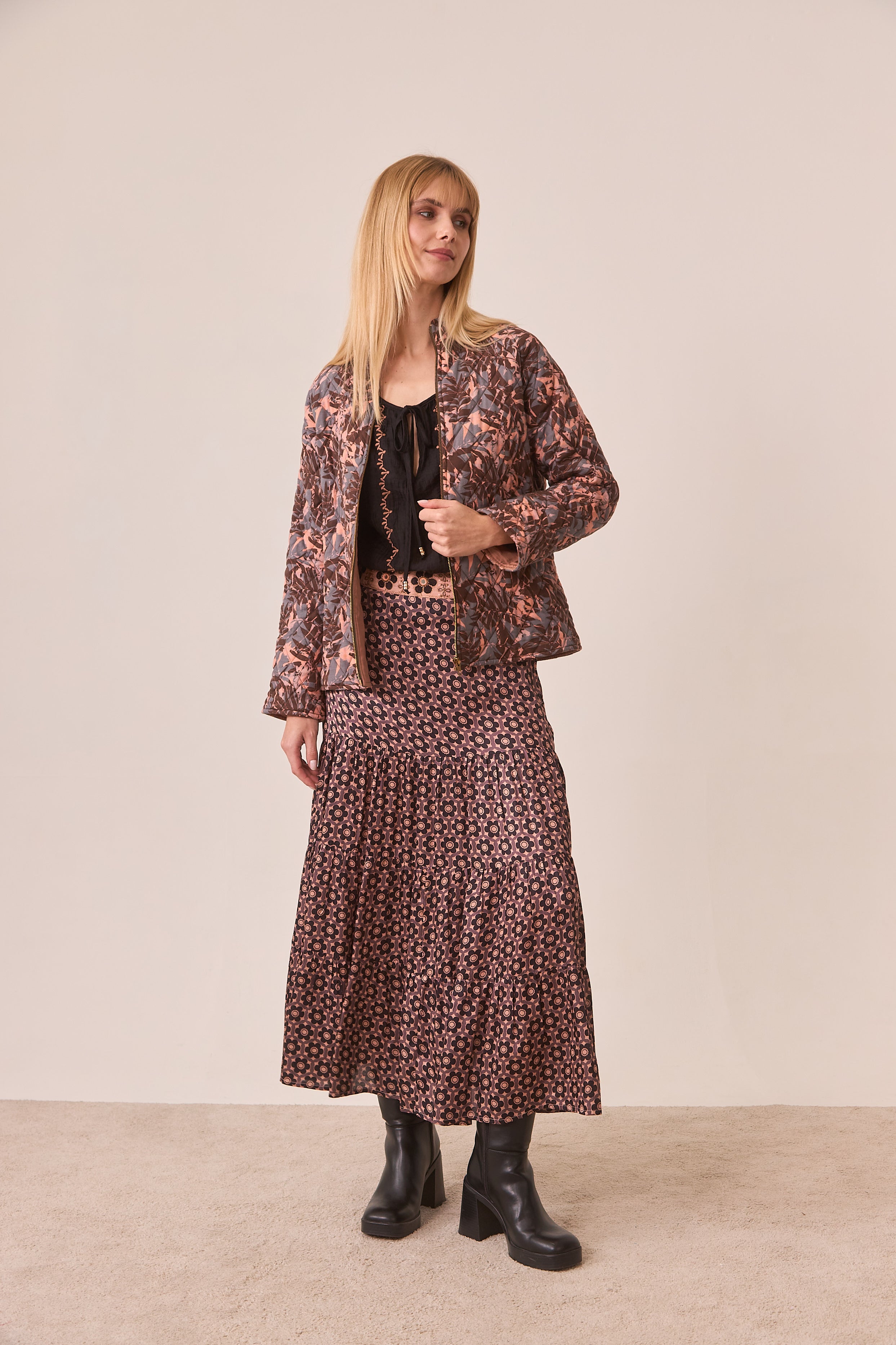 FALDA FLORES RETRO - PINK