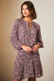 BLUSA MANGA LARGA ESTAMPADA C/BORDADO - PURPLE