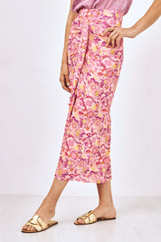 FALDA MIDI ESTAMPADA PAREO - ROSA