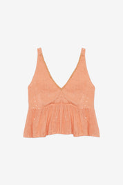TOP DE TIRANTES CRUZADO CON APLIQUE A TONO - PEACH