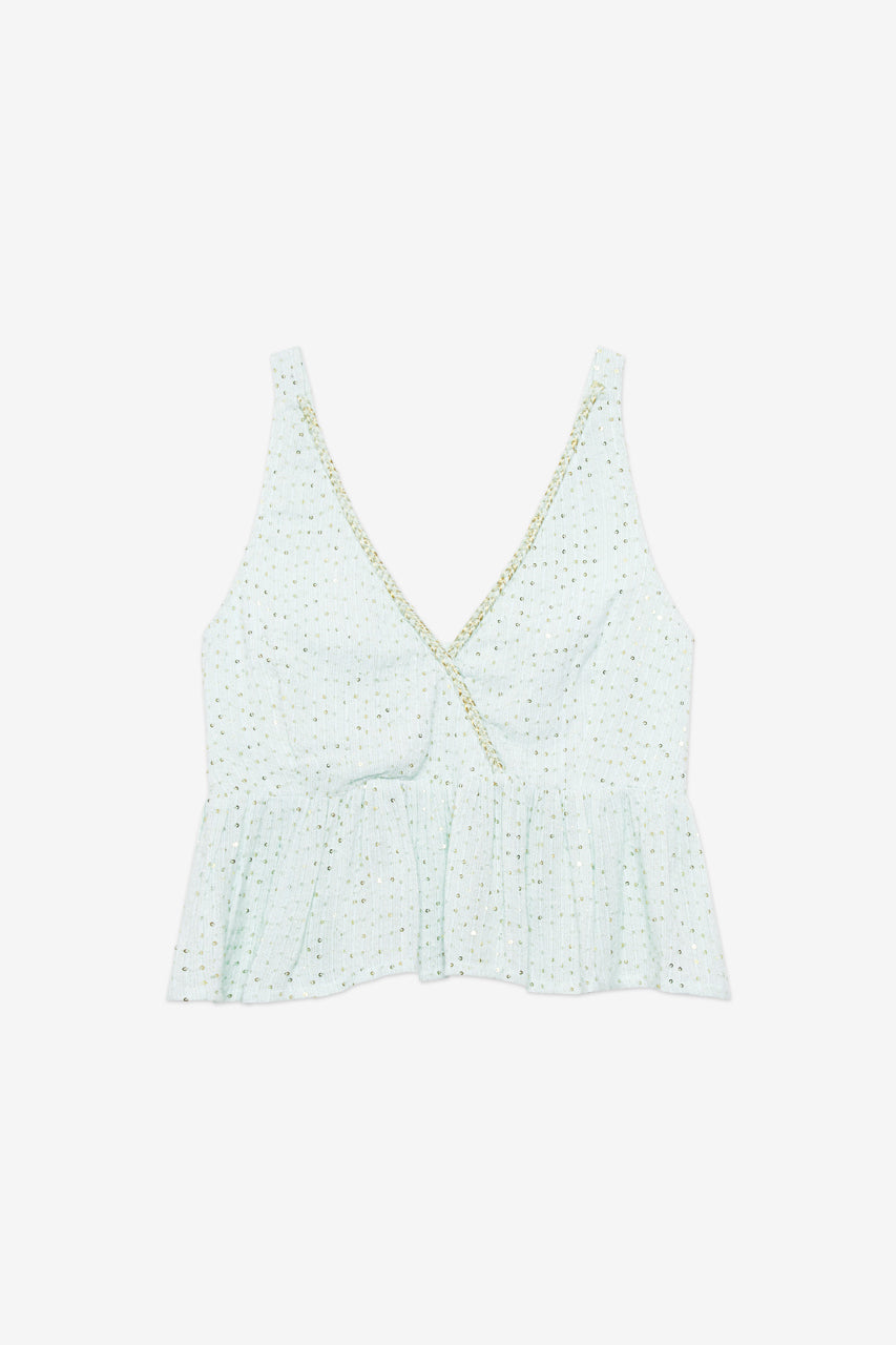 STRAPPY CROP TOP WITH MATCHING EMBELLISHMENT - TURQUOISE