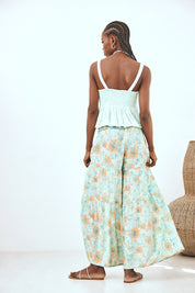 STRAPPY CROP TOP WITH MATCHING EMBELLISHMENT - TURQUOISE