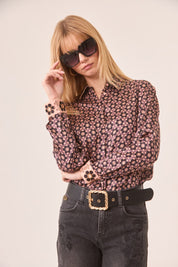 BLUSA CAMISERA FLORES RETRO - PINK