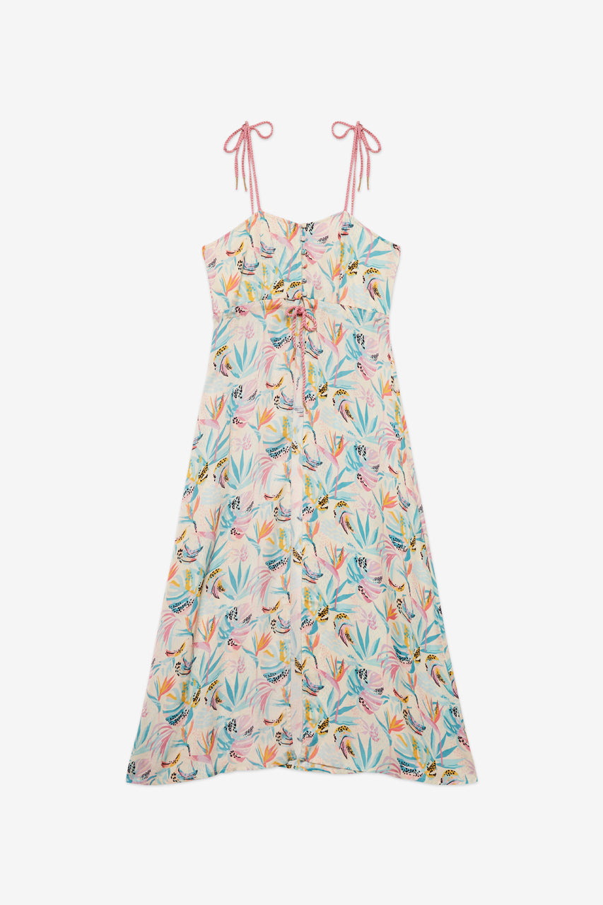 LONG PRINTED TOP WITH BUTTONS - TURQUOISE