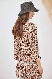 BLUSA CRUZADA CINTA BORDADA - NEGRO