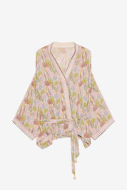 KIMONO ESTAMPADO CON BORDADO - VERDE