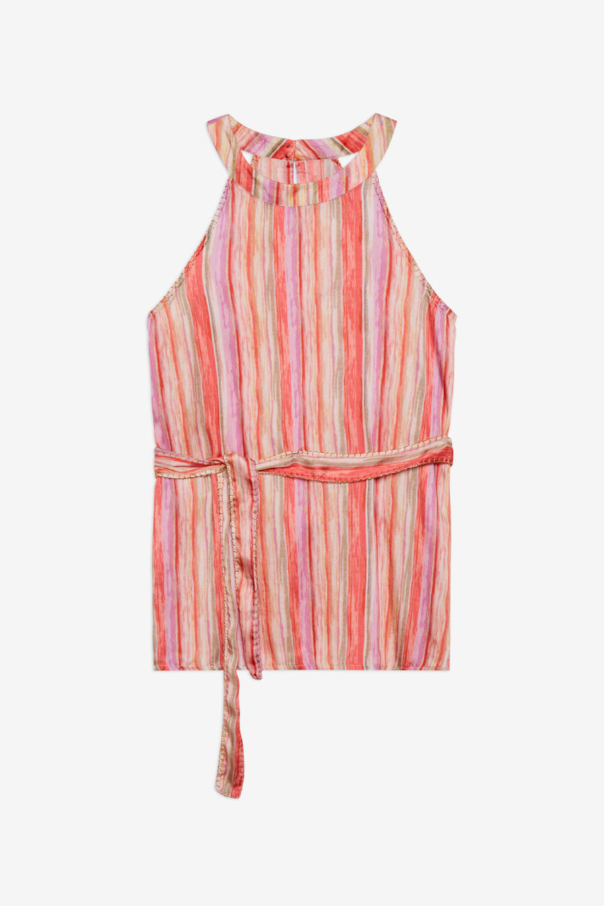 TOP HALTER CINTURÓN BORDADO - CORAL