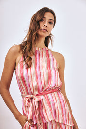 TOP HALTER CINTURÓN BORDADO - CORAL