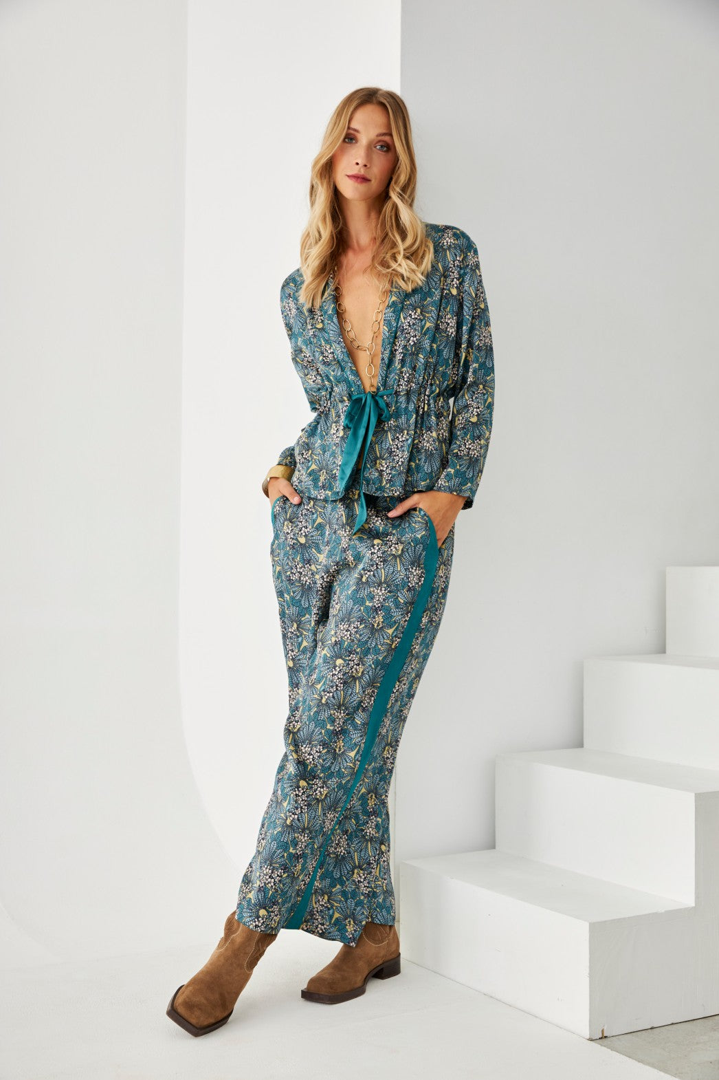 KIMONO ESTAMPADO BOTÁNICO - BLUE