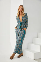 KIMONO ESTAMPADO BOTÁNICO - BLUE
