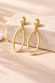 OVAL PENDANT EARRINGS - GOLD