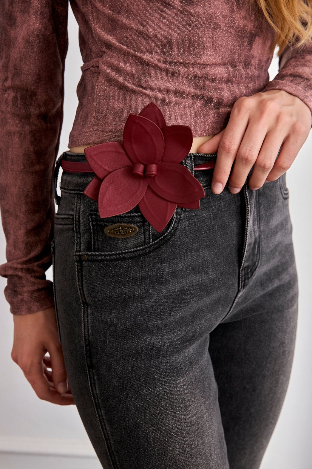 CINTURÓN DE FLOR - BURGUNDY