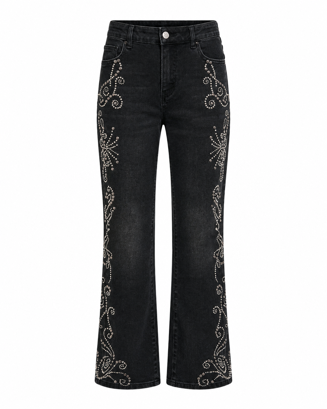 JEANS SLIM BOOT CUT TACHUELAS - NEGRO
