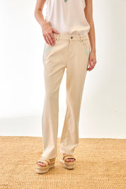 JEANS WITH METALLIC EMBROIDERY PALM TREES - BLUE