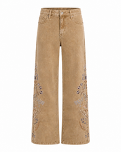 EMBROIDERED WIDE-LEG JEANS - CAMEL - CAMEL