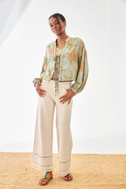 Openwork Bell Bottom Jeans - Raw