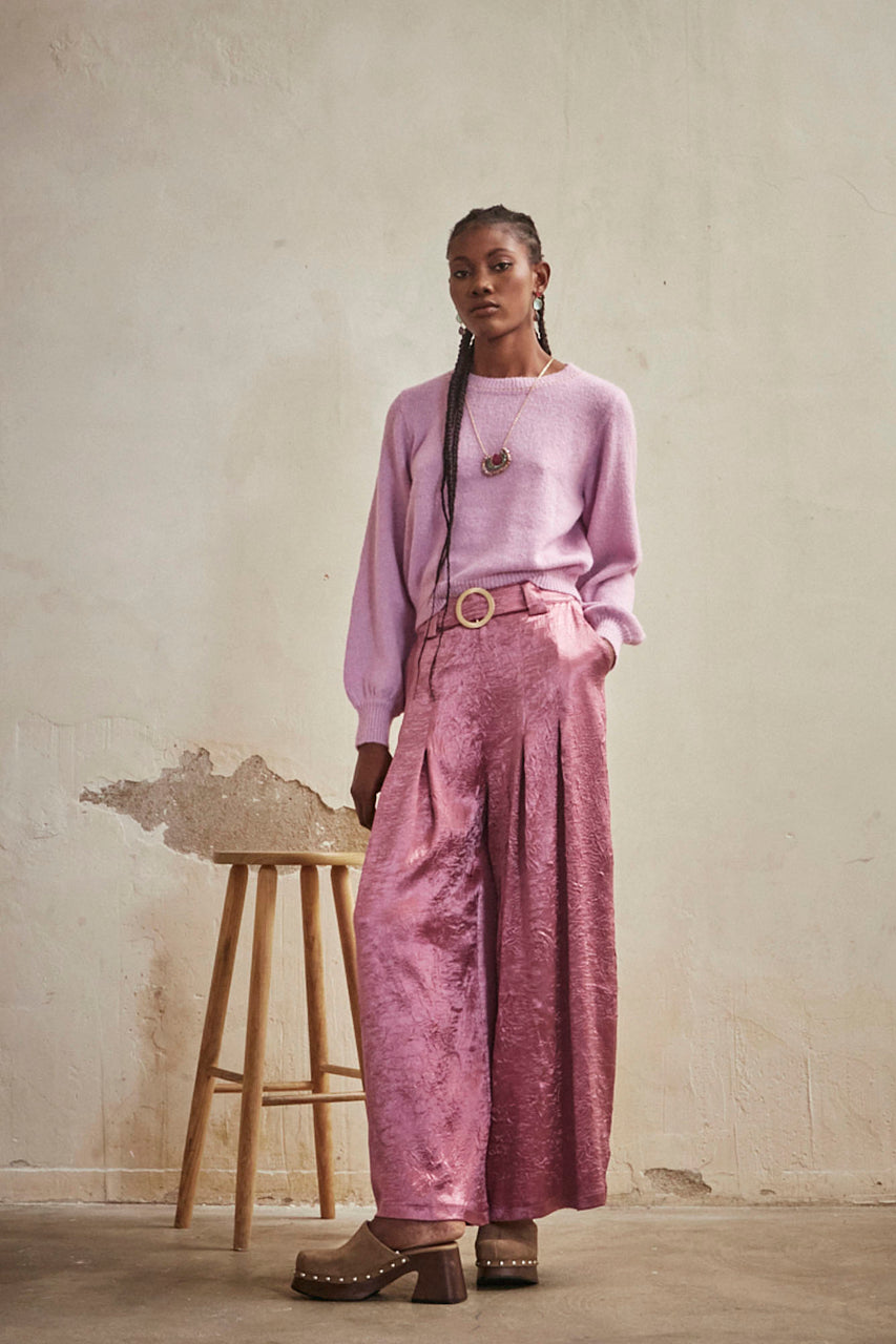 PALAZZO PANTS WITH PLETS - MAGENTA