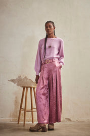 PALAZZO PANTS WITH PLETS - MAGENTA