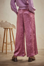 PALAZZO PANTS WITH PLETS - MAGENTA