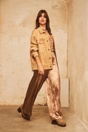 PALAZZO PANTS WITH PLEATS - CAMEL