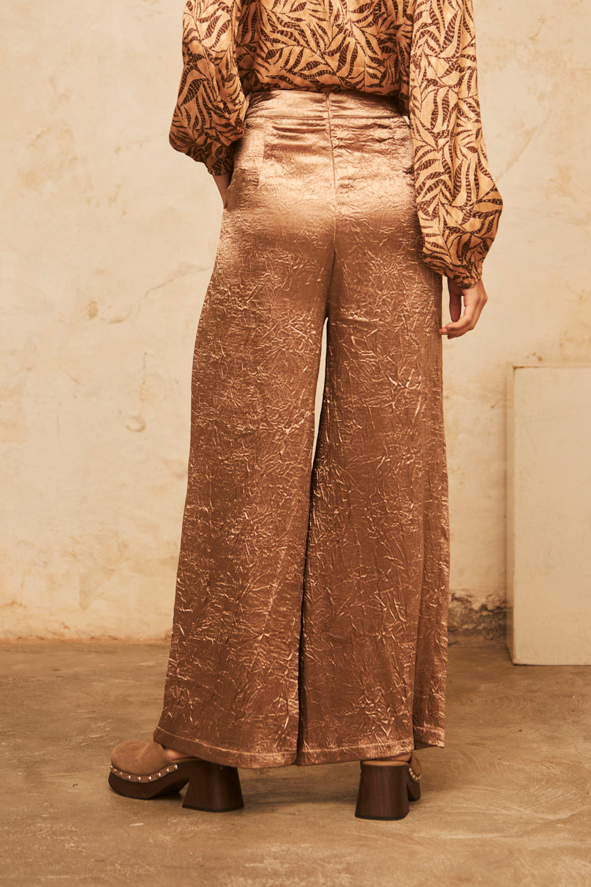 PALAZZO PANTS WITH PLEATS - CAMEL