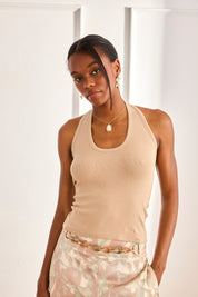 TOP CANALÉ HALTER - CAMEL