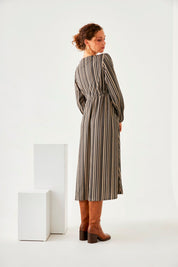VESTIDO BOTONES RAYAS - GREY