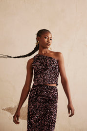 ASYMMETRIC TOP IN PAIETE - ROSE