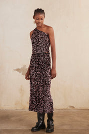 MIDI SKIRT IN PAIETE - ROSE