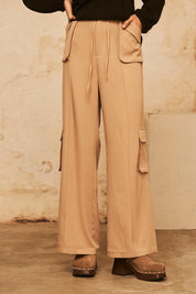 PANTALON CARGO FLUIDO - BEIGE