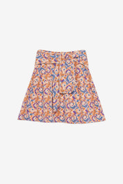 FALDA CORTA ESTAMPADA ANUDADA - AZUL
