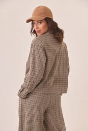 CHAQUETA PATA DE GALLO BOLSILLOS - CAMEL