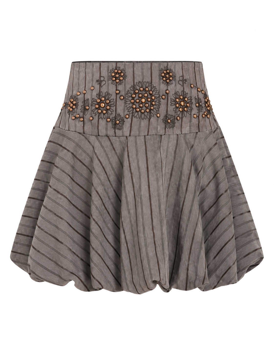 MINIFALDA GLOBO TACHUELAS - GRIS