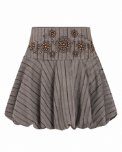 MINIFALDA GLOBO TACHUELAS - GRIS