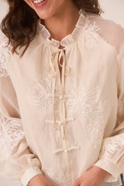 BLUSA ESTILO ORIENTAL BORDADOS - IVORY