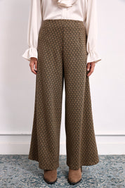 BICOLOR JACQUARD PATTERN TROUSERS - CAMEL