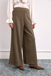 BICOLOR JACQUARD PATTERN TROUSERS - CAMEL