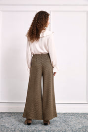 BICOLOR JACQUARD PATTERN TROUSERS - CAMEL