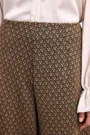 BICOLOR JACQUARD PATTERN TROUSERS - CAMEL