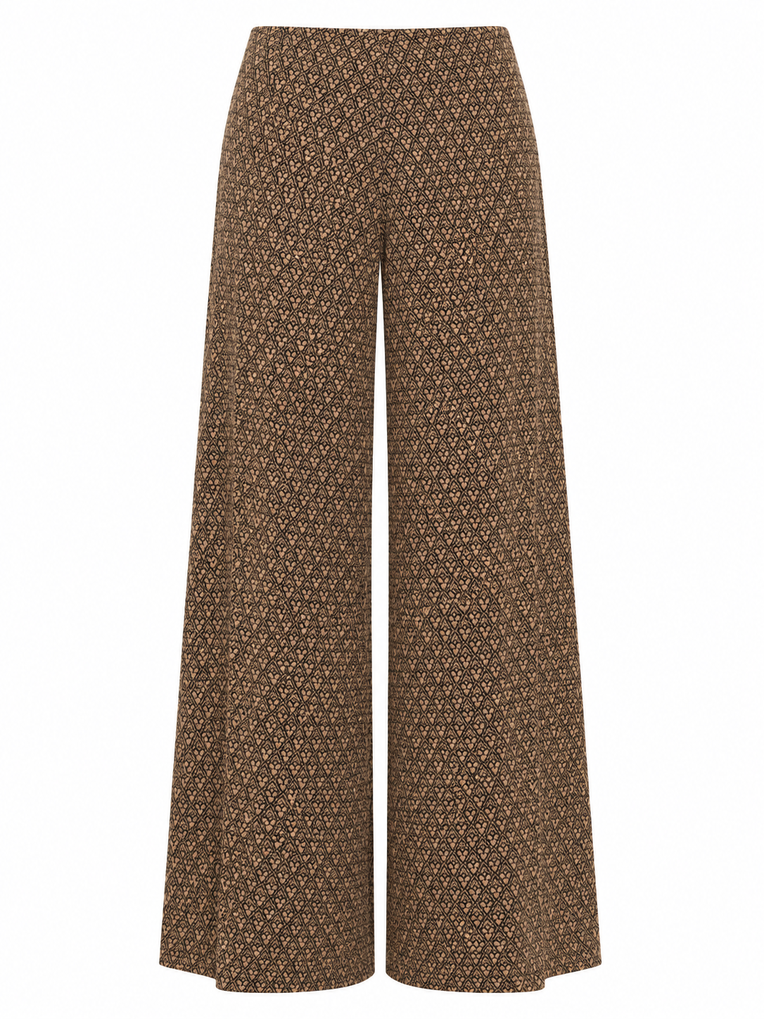 BICOLOR JACQUARD PATTERN TROUSERS - CAMEL