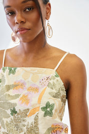 TOP TIRANTES FLORES BORDADAS LENTEJUELAS - CRUDO