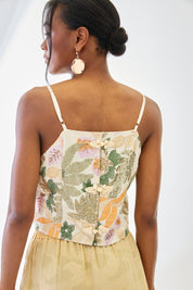 TOP TIRANTES FLORES BORDADAS LENTEJUELAS - CRUDO