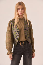 CHALECO JACQUARD METALIZADO - GREEN