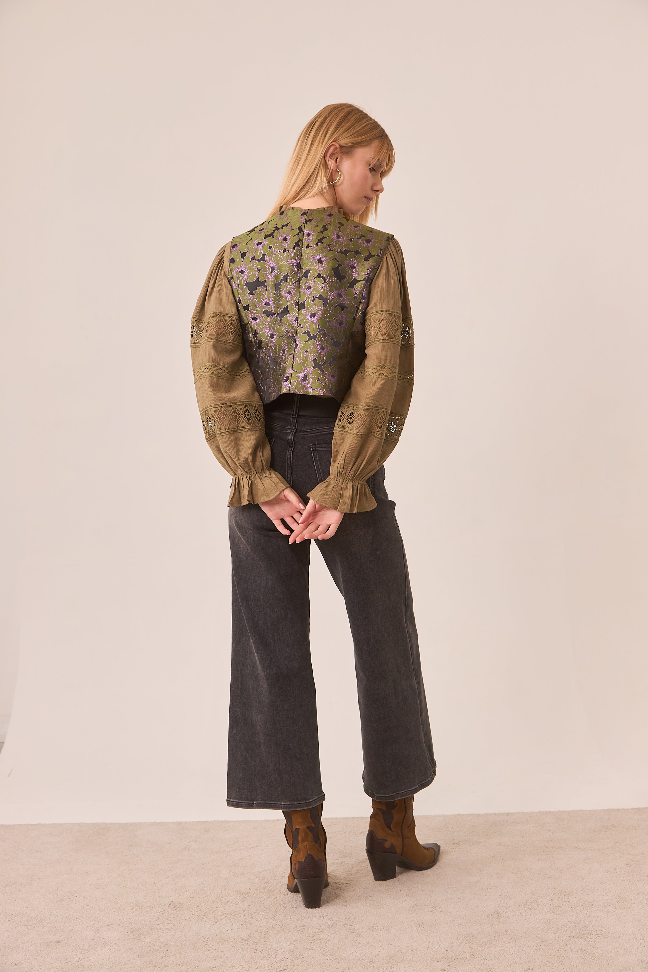 CHALECO JACQUARD METALIZADO - GREEN